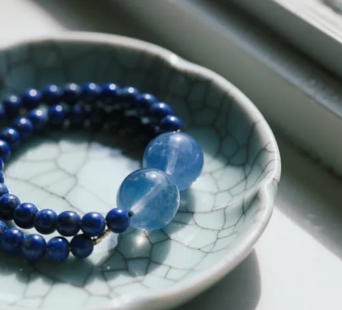 Lapis lazuli jewelry showing pyrite flecks